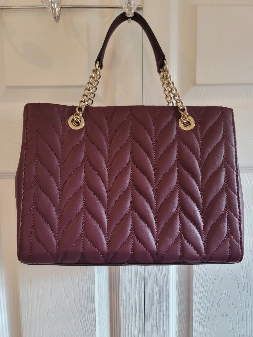 kate spade Quilted Leather Tote Bag in Plum Purple